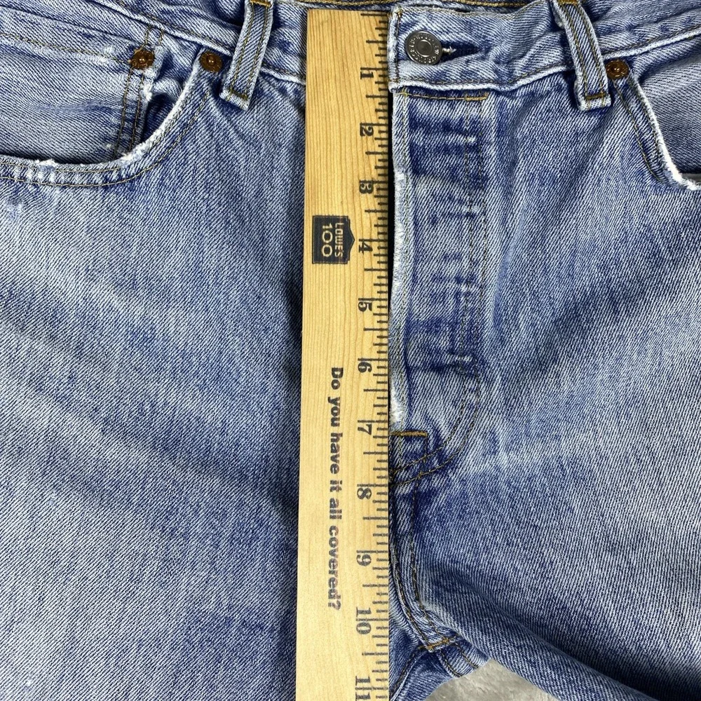 Levis 501 Men's Jeans W 32x L 34 Light Wash Factory Distressed Button Fly